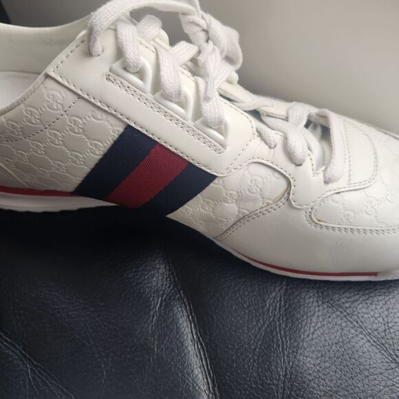 GUCCI LEATHER Web Sneaker 'White' size 8 restored - Picture 4 of 12